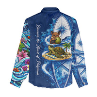 American Samoa Pago Pago Women Casual Shirt Sea Turtle And Fruit Bat - Tropical Hibiscus Flowers Polynesian