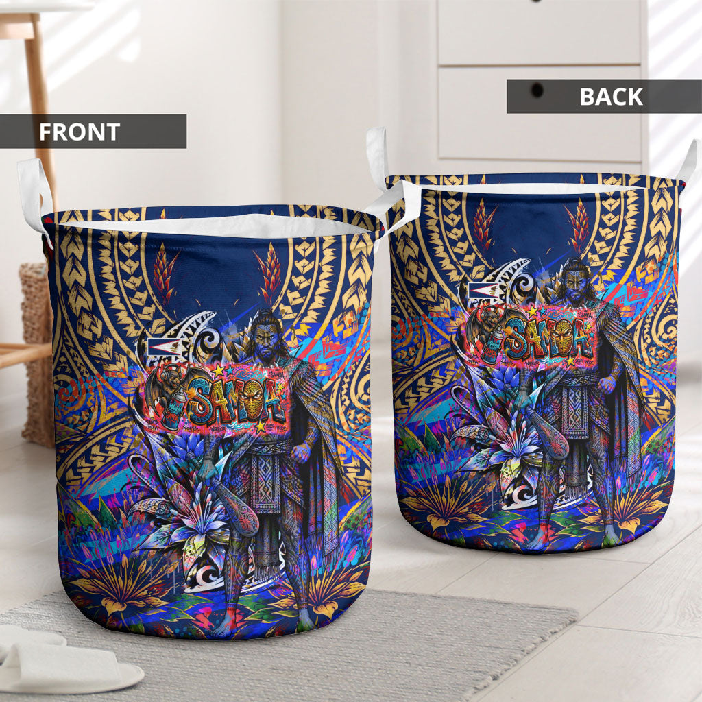 American Samoa Warrior Laundry Basket Polynesian Fruit Bat Talofa Urban Graffiti Street Art