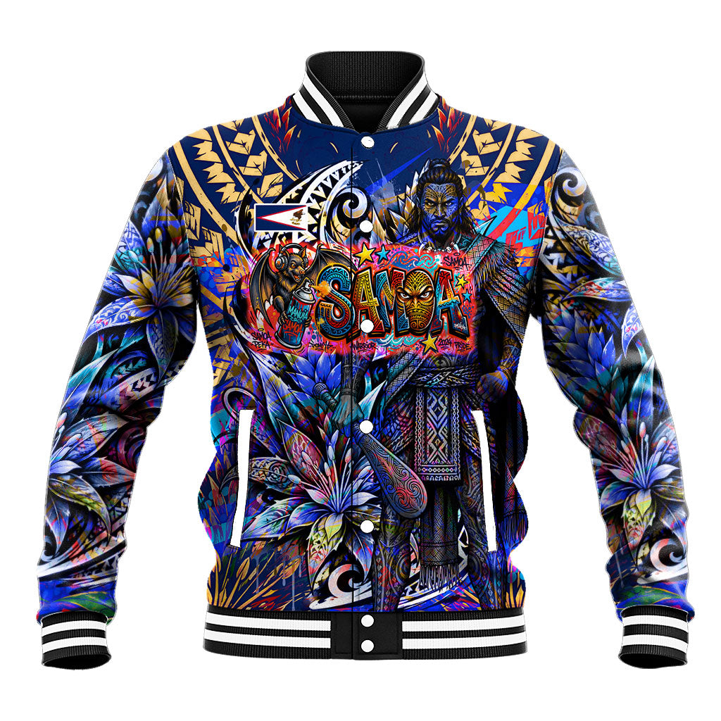American Samoa Warrior Baseball Jacket Polynesian Fruit Bat Talofa Urban Graffiti Street Art