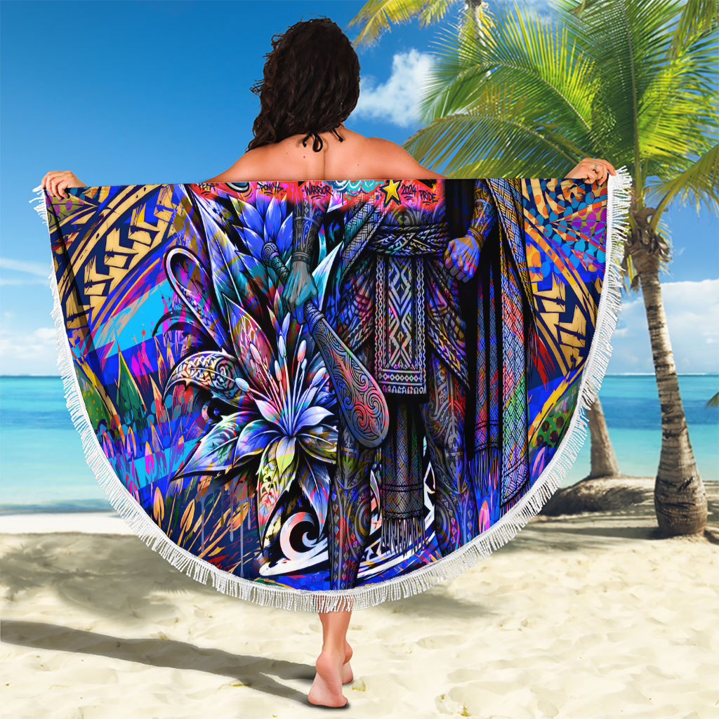 American Samoa Warrior Beach Blanket Polynesian Fruit Bat Talofa Urban Graffiti Street Art