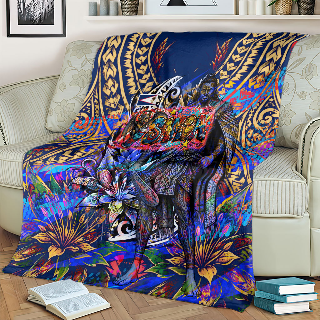 American Samoa Warrior Blanket Polynesian Fruit Bat Talofa Urban Graffiti Street Art