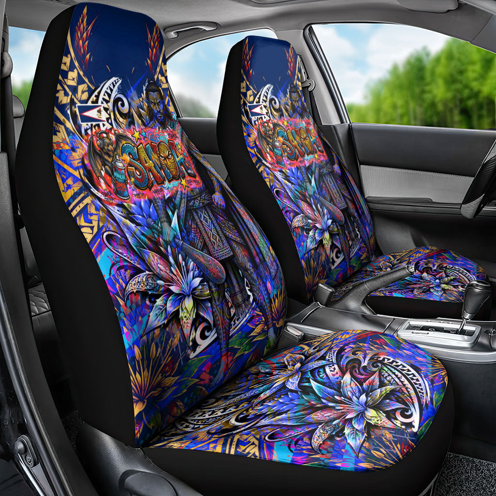 American Samoa Warrior Car Seat Cover Polynesian Fruit Bat Talofa Urban Graffiti Street Art