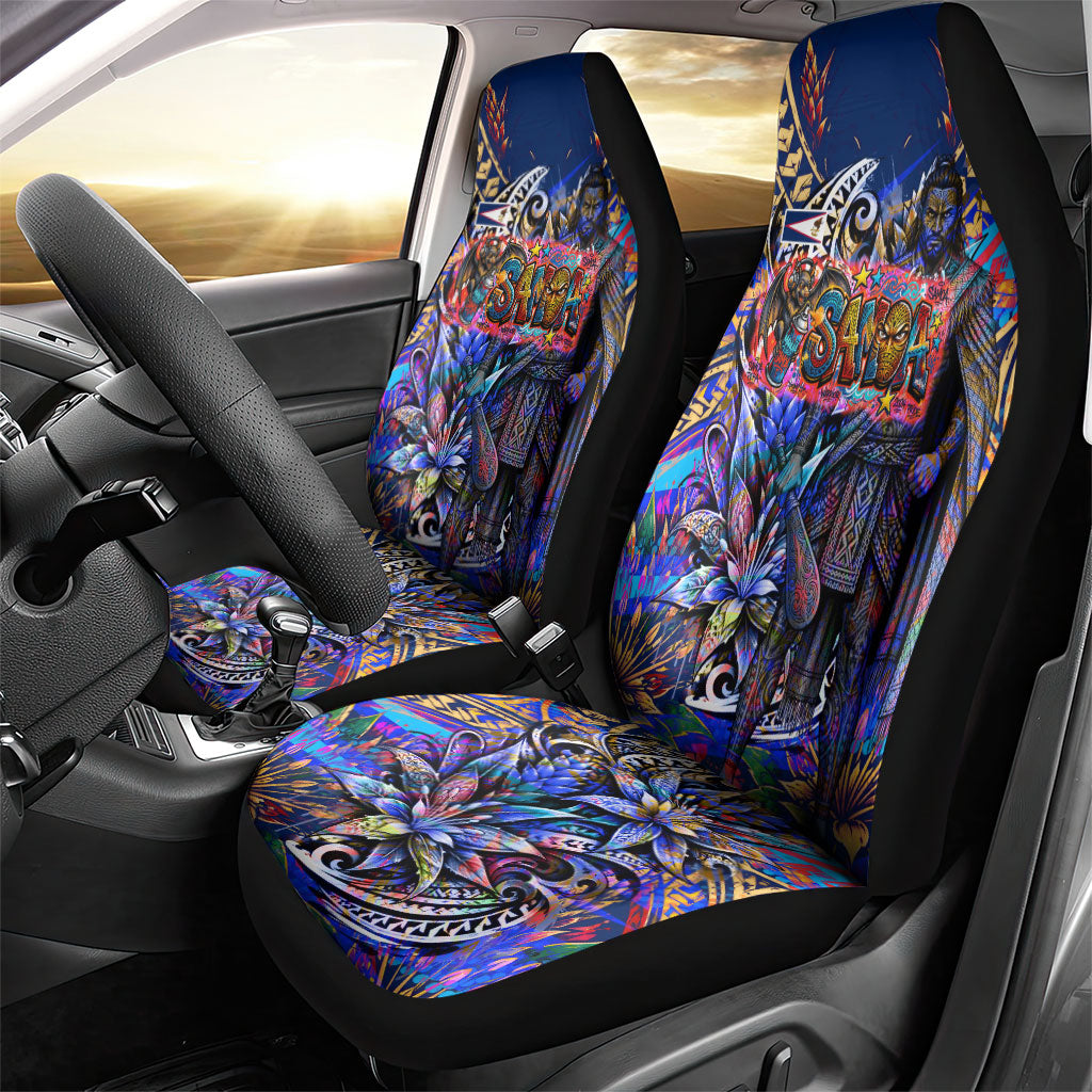 American Samoa Warrior Car Seat Cover Polynesian Fruit Bat Talofa Urban Graffiti Street Art