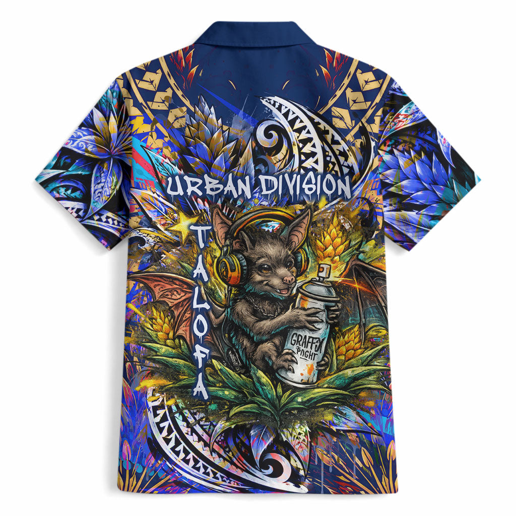 American Samoa Warrior Hawaiian Shirt Polynesian Fruit Bat Talofa Urban Graffiti Street Art