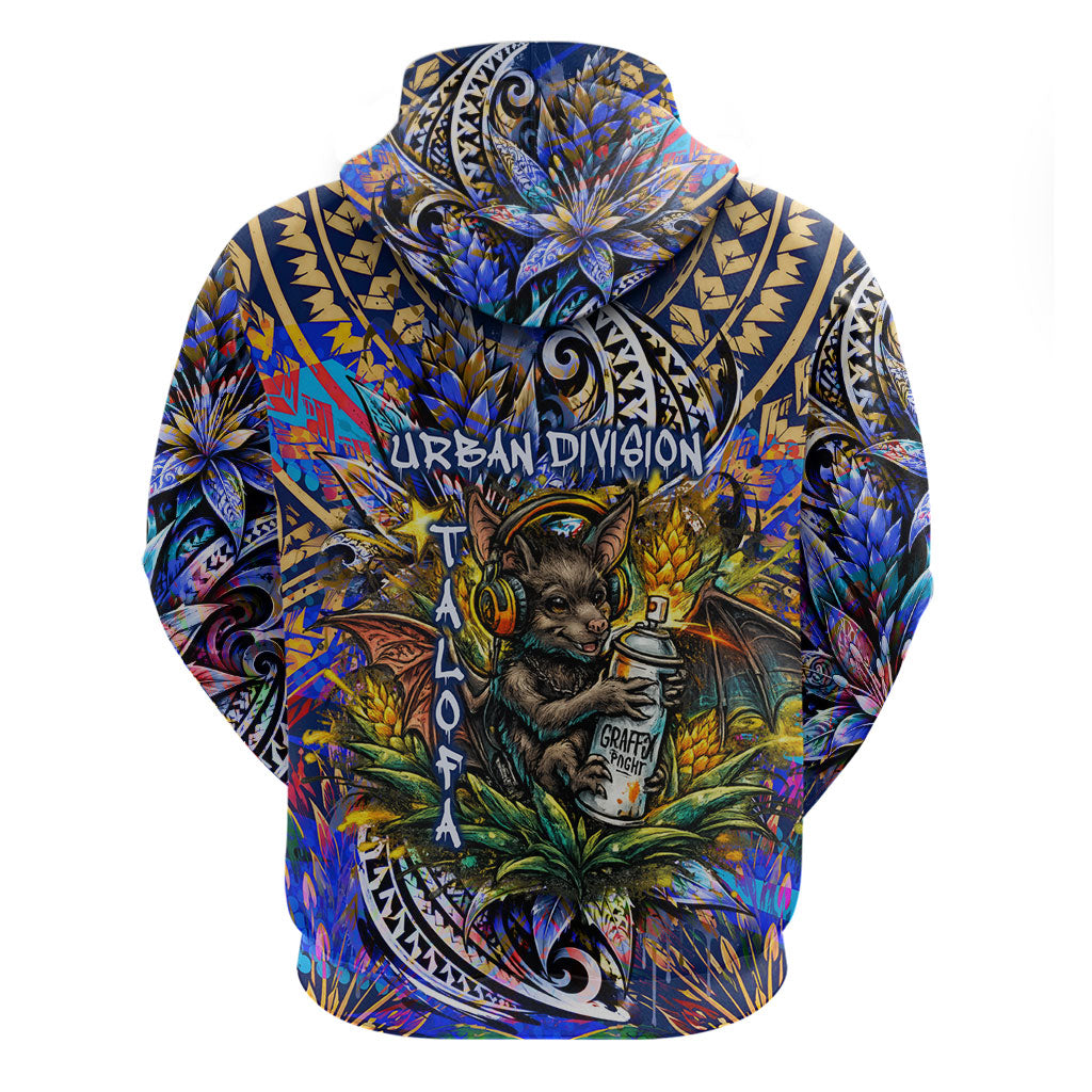American Samoa Warrior Hoodie Polynesian Fruit Bat Talofa Urban Graffiti Street Art