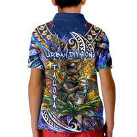American Samoa Warrior Kid Polo Shirt Polynesian Fruit Bat Talofa Urban Graffiti Street Art
