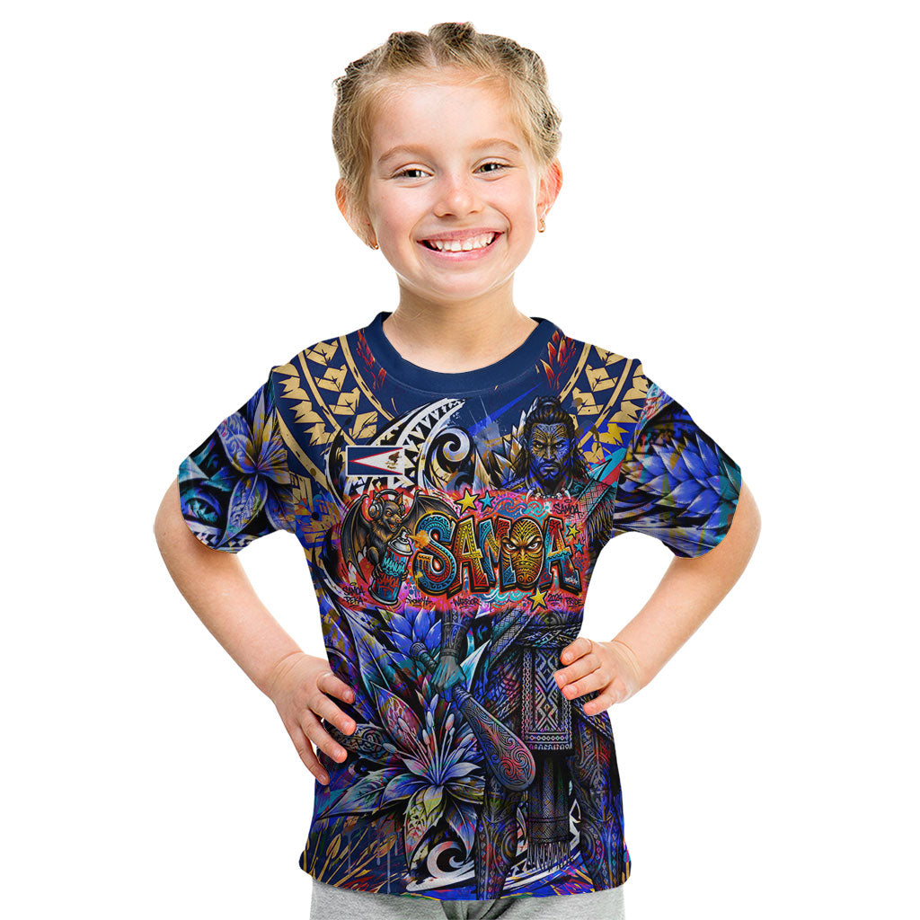 American Samoa Warrior Kid T Shirt Polynesian Fruit Bat Talofa Urban Graffiti Street Art