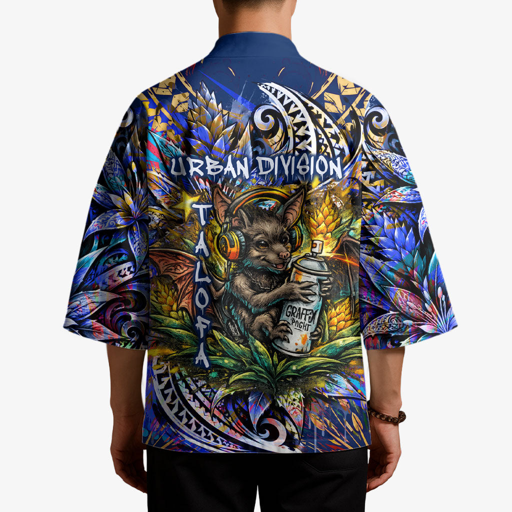 American Samoa Warrior Kimono Polynesian Fruit Bat Talofa Urban Graffiti Street Art