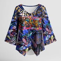 American Samoa Warrior Kimono Sleeve Blouse Polynesian Fruit Bat Talofa Urban Graffiti Street Art