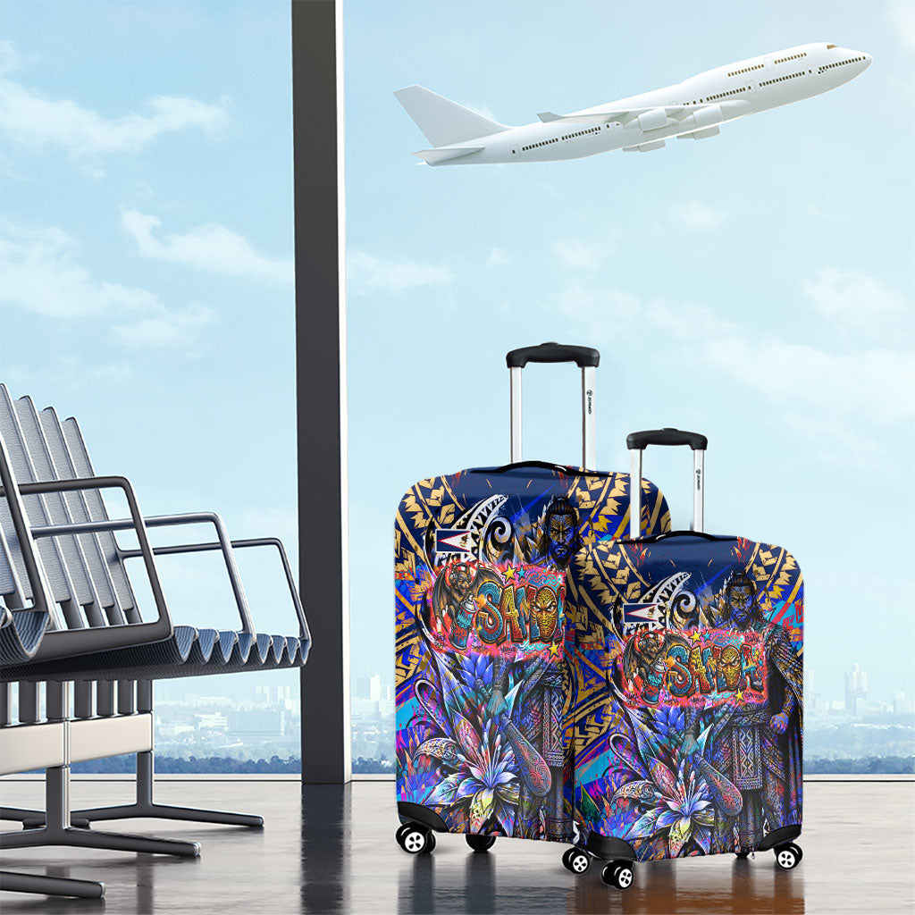 American Samoa Warrior Luggage Cover Polynesian Fruit Bat Talofa Urban Graffiti Street Art