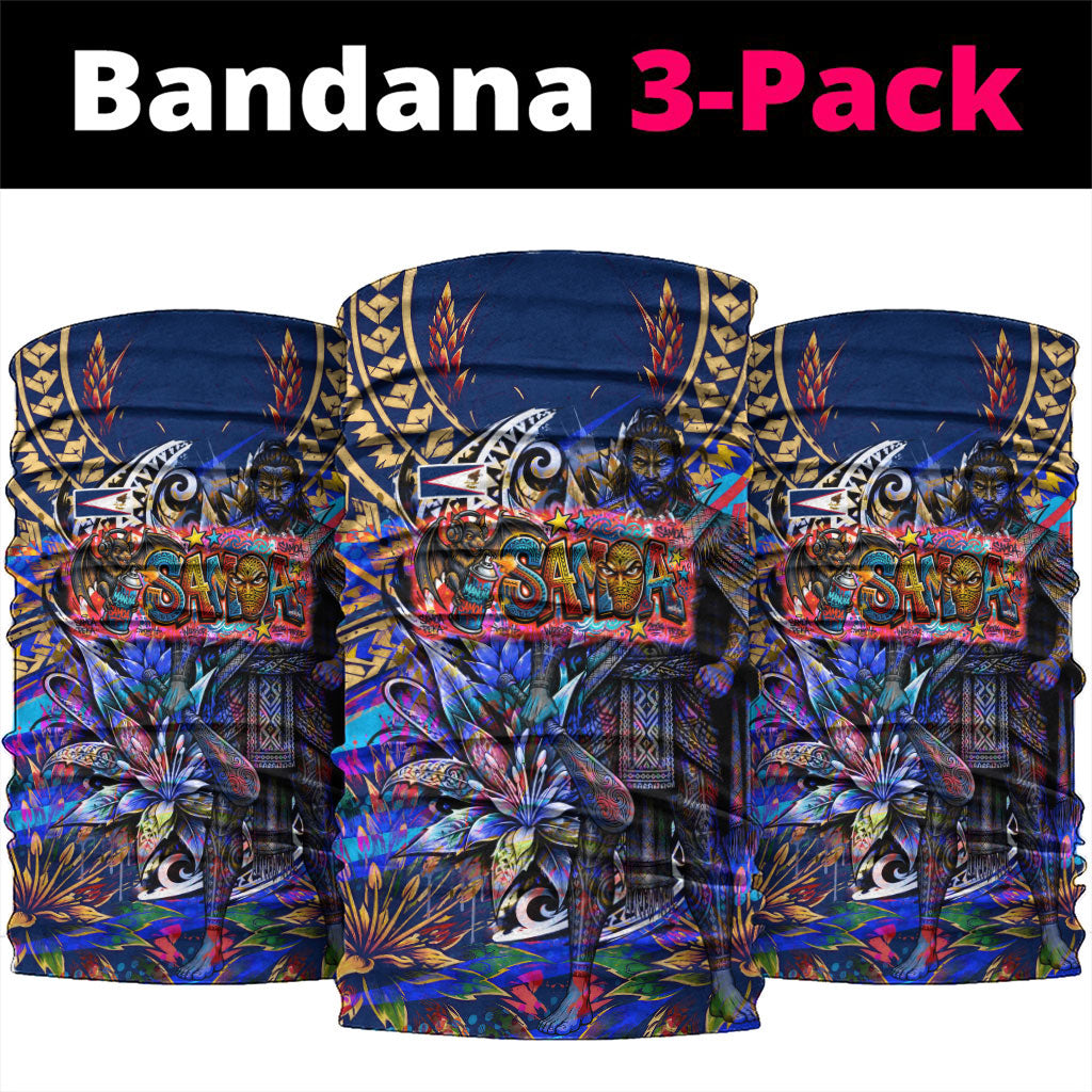 American Samoa Warrior Neck Gaiter Polynesian Fruit Bat Talofa Urban Graffiti Street Art