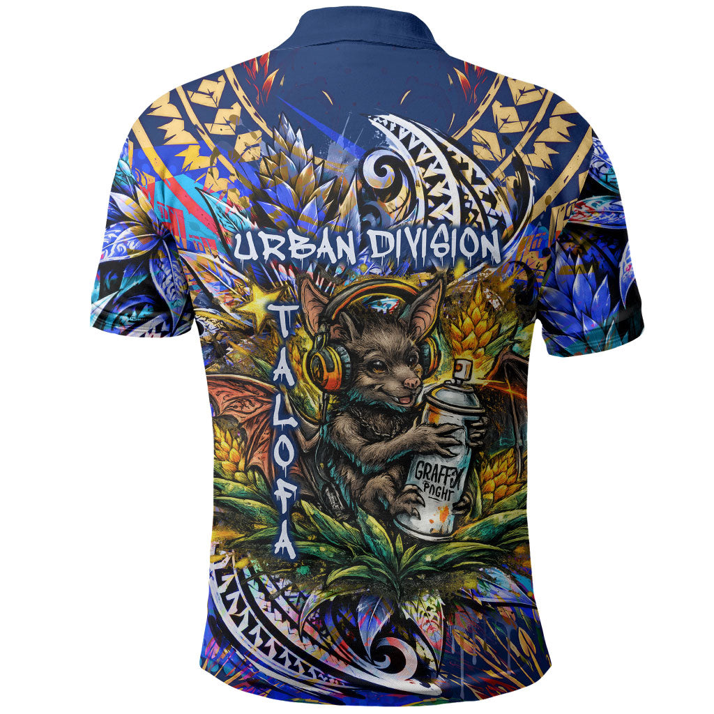 American Samoa Warrior Polo Shirt Polynesian Fruit Bat Talofa Urban Graffiti Street Art