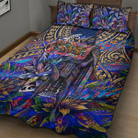 American Samoa Warrior Quilt Bed Set Polynesian Fruit Bat Talofa Urban Graffiti Street Art
