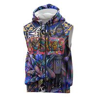 American Samoa Warrior Sleeveless Zip Hoodie Polynesian Fruit Bat Talofa Urban Graffiti Street Art
