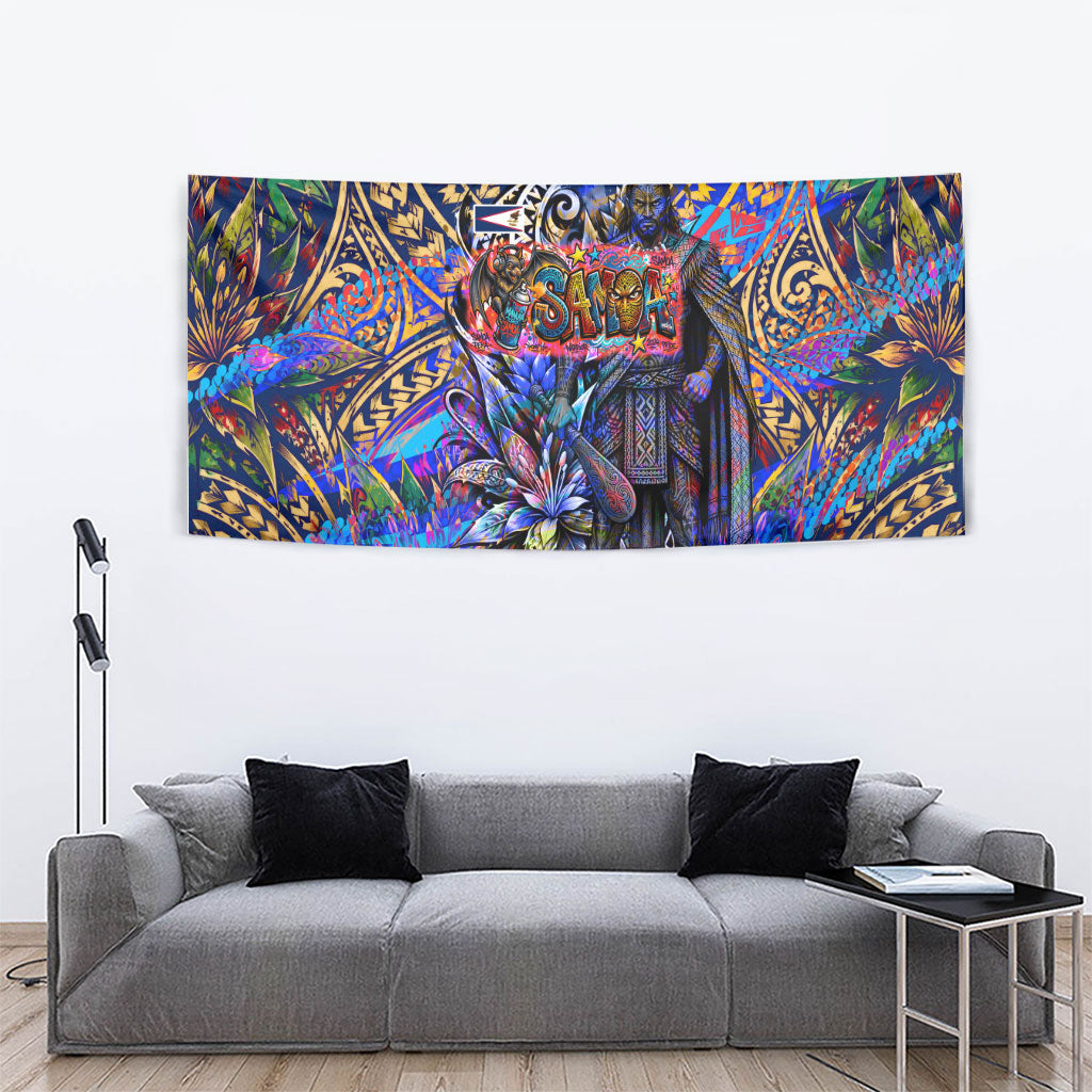 American Samoa Warrior Tapestry Polynesian Fruit Bat Talofa Urban Graffiti Street Art
