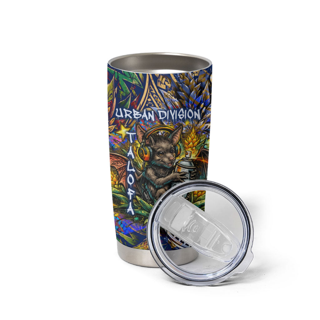American Samoa Warrior Tumbler Cup Polynesian Fruit Bat Talofa Urban Graffiti Street Art