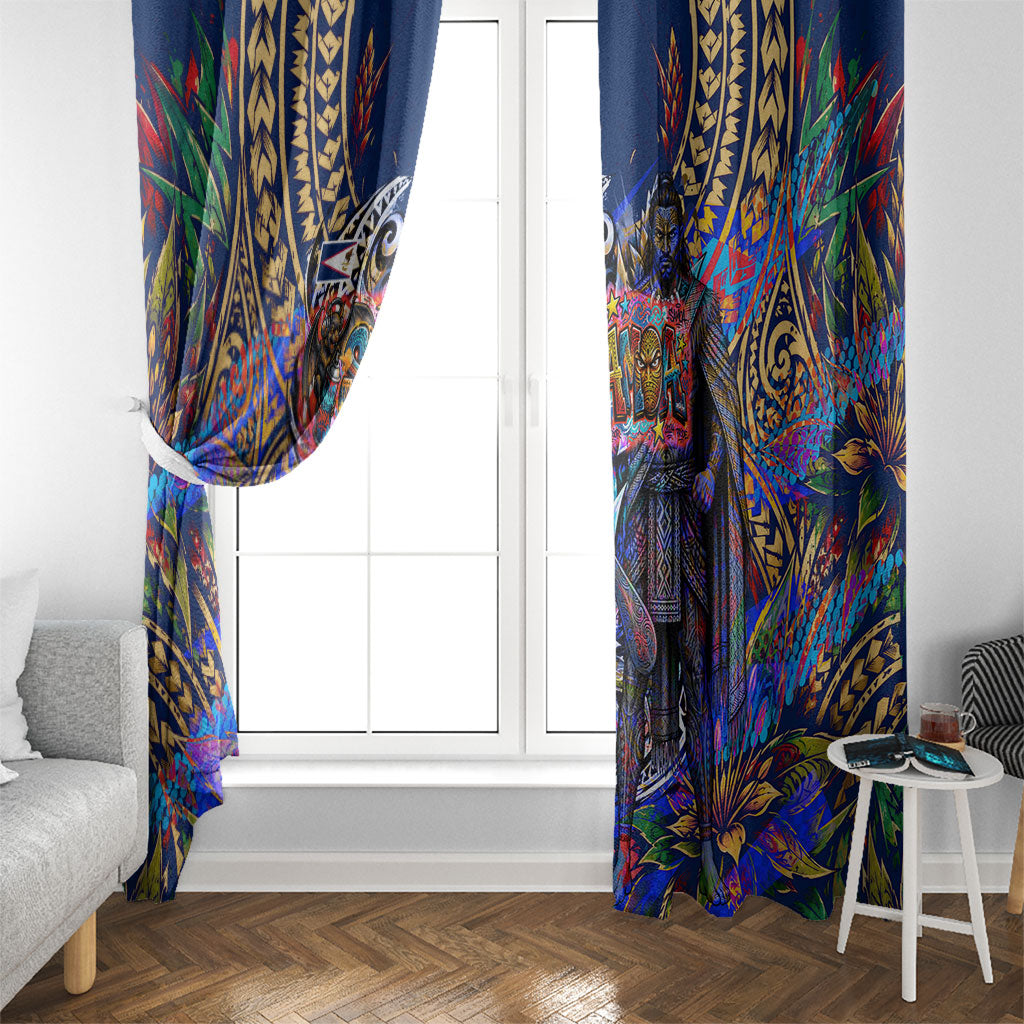 American Samoa Warrior Window Curtain Polynesian Fruit Bat Talofa Urban Graffiti Street Art