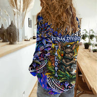American Samoa Warrior Women Casual Shirt Polynesian Fruit Bat Talofa Urban Graffiti Street Art