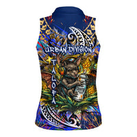 American Samoa Warrior Women Sleeveless Polo Shirt Polynesian Fruit Bat Talofa Urban Graffiti Street Art