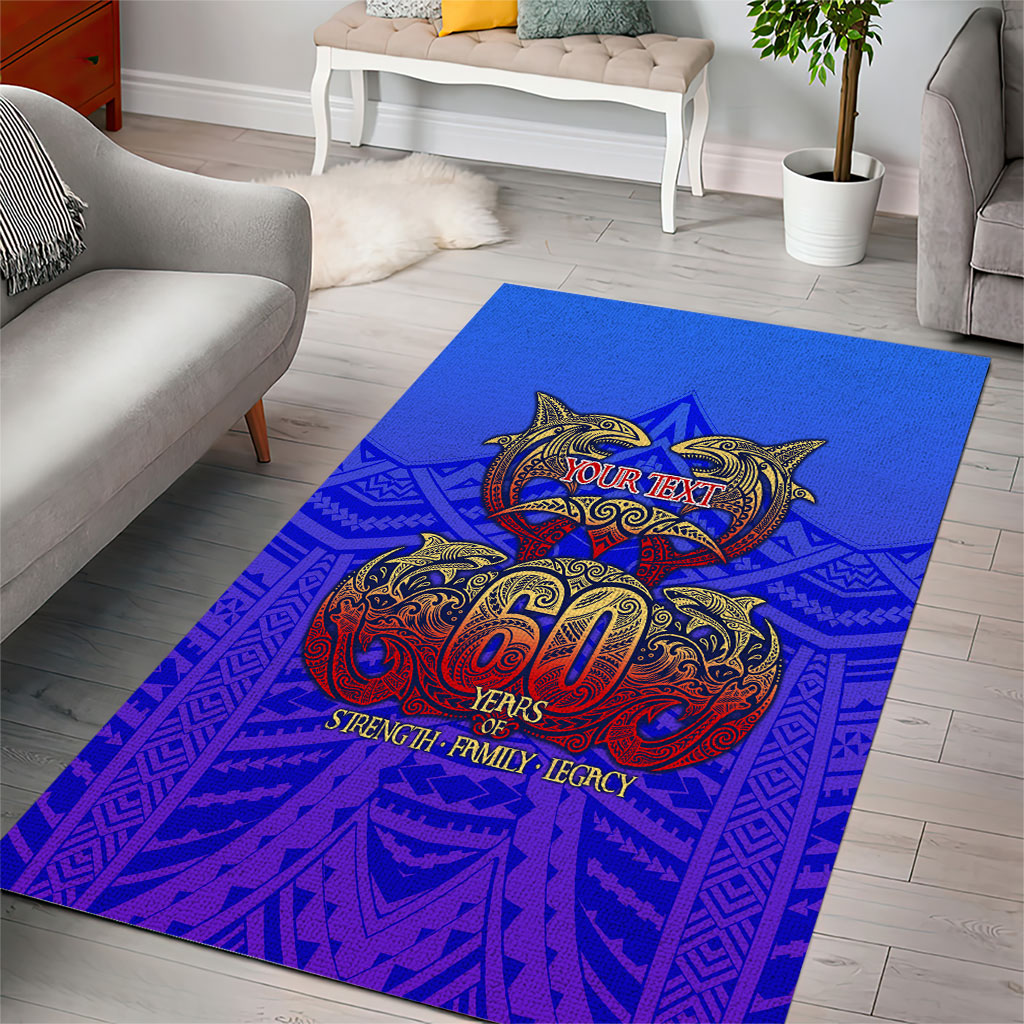 Personalized Polynesian 60th Birthday Area Rug Polynesian Tribal Art Vintage Ocean Pattern TS04 - Polynesian Pride