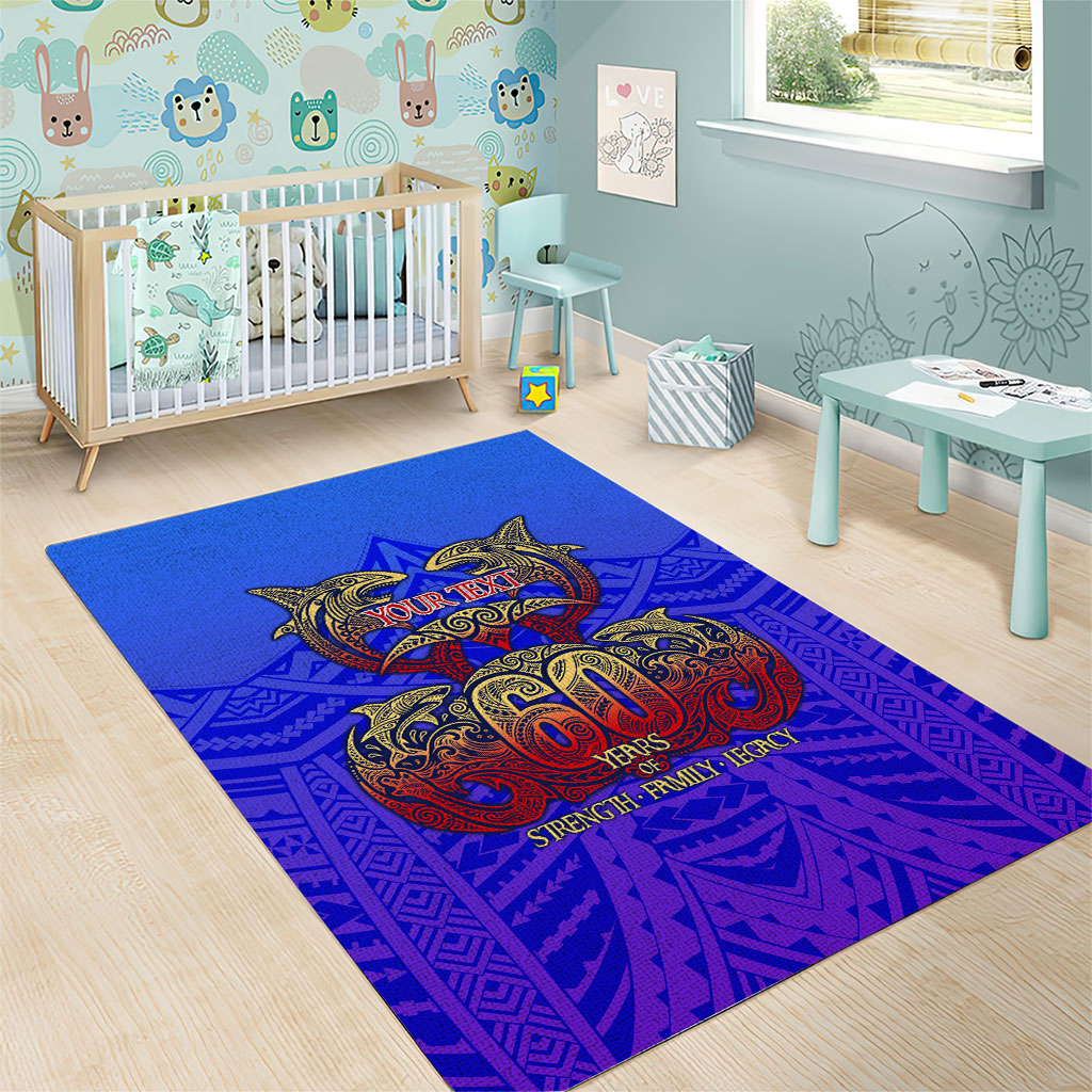 Personalized Polynesian 60th Birthday Area Rug Polynesian Tribal Art Vintage Ocean Pattern TS04 - Polynesian Pride