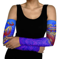 Personalized Polynesian 60th Birthday Arm Sleeves Polynesian Tribal Art Vintage Ocean Pattern TS04 - Polynesian Pride