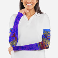 Personalized Polynesian 60th Birthday Arm Sleeves Polynesian Tribal Art Vintage Ocean Pattern TS04 - Polynesian Pride