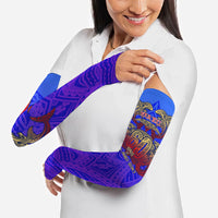 Personalized Polynesian 60th Birthday Arm Sleeves Polynesian Tribal Art Vintage Ocean Pattern TS04 - Polynesian Pride