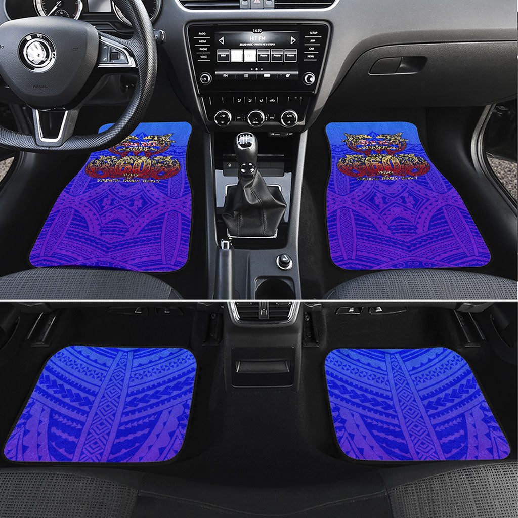 Personalized Polynesian 60th Birthday Car Mats Polynesian Tribal Art Vintage Ocean Pattern TS04 Set 4pcs Blue Yellow - Polynesian Pride