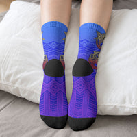 Personalized Polynesian 60th Birthday Crew Socks Polynesian Tribal Art Vintage Ocean Pattern