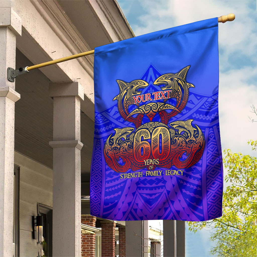 Personalized Polynesian 60th Birthday Garden Flag Polynesian Tribal Art Vintage Ocean Pattern TS04 House Flag Blue Yellow - Polynesian Pride