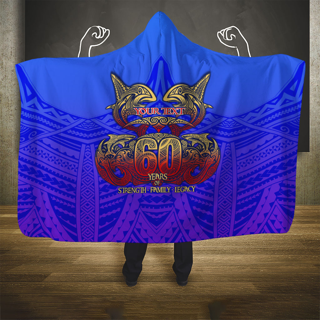 Personalized Polynesian 60th Birthday Hooded Blanket Polynesian Tribal Art Vintage Ocean Pattern TS04 - Polynesian Pride