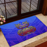 Personalized Polynesian 60th Birthday Rubber Doormat Polynesian Tribal Art Vintage Ocean Pattern TS04 - Polynesian Pride