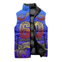 Personalized Polynesian 60th Birthday Sleeveless Puffer Jacket Polynesian Tribal Art Vintage Ocean Pattern TS04 - Polynesian Pride