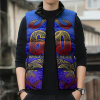 Personalized Polynesian 60th Birthday Sleeveless Puffer Jacket Polynesian Tribal Art Vintage Ocean Pattern TS04 - Polynesian Pride