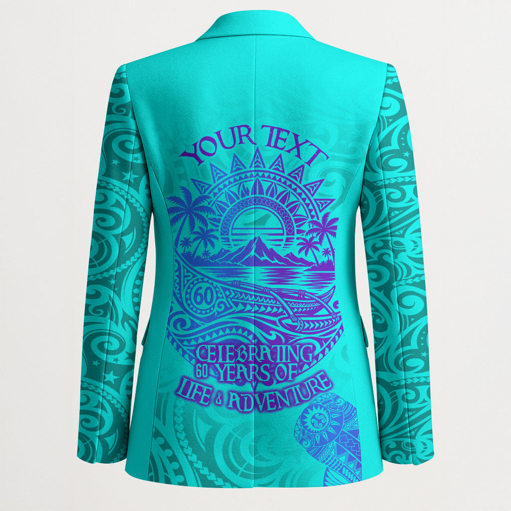 Personalized Polynesian 60th Birthday Island Life Since 1966 Blazer Vibrant Tribal Tattoo Ocean Sunset Pattern TS04 - Polynesian Pride