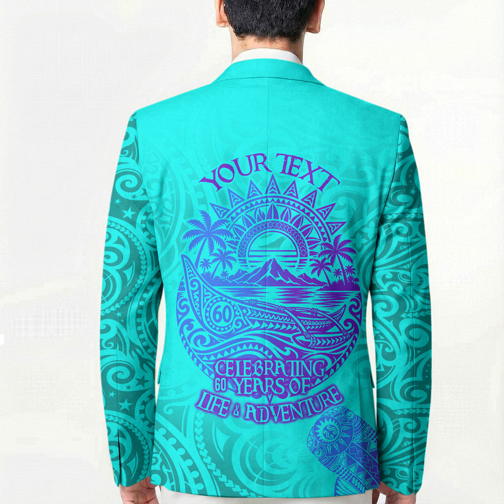 Personalized Polynesian 60th Birthday Island Life Since 1966 Blazer Vibrant Tribal Tattoo Ocean Sunset Pattern TS04 - Polynesian Pride