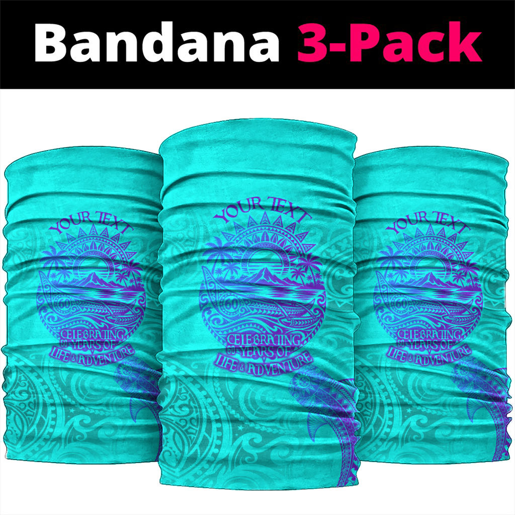 Personalized Polynesian 60th Birthday Island Life Since 1966 Neck Gaiter Vibrant Tribal Tattoo Ocean Sunset Pattern TS04 package One Size: 25*50cm Blue Purple - Polynesian Pride