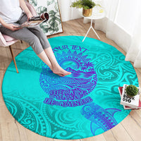 Personalized Polynesian 60th Birthday Island Life Since 1966 Round Carpet Vibrant Tribal Tattoo Ocean Sunset Pattern TS04 - Polynesian Pride