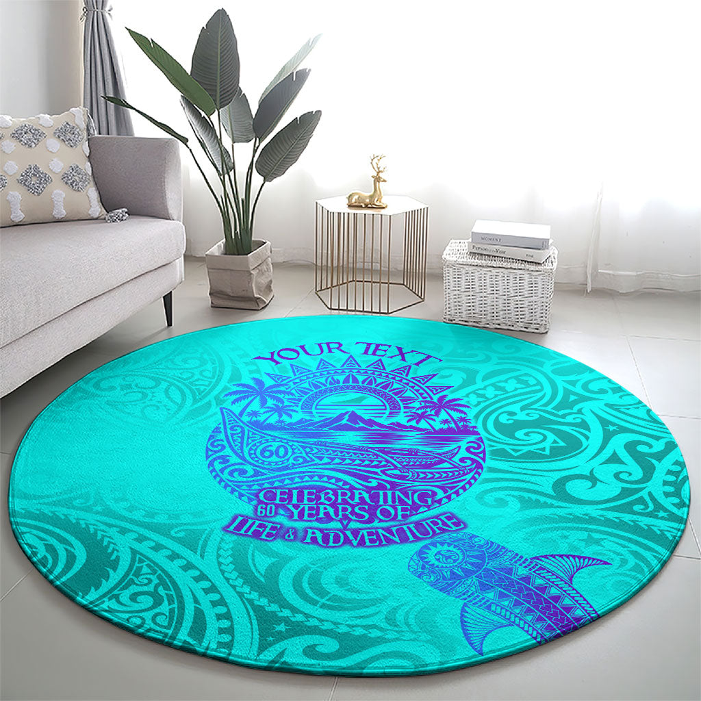 Personalized Polynesian 60th Birthday Island Life Since 1966 Round Carpet Vibrant Tribal Tattoo Ocean Sunset Pattern TS04 - Polynesian Pride