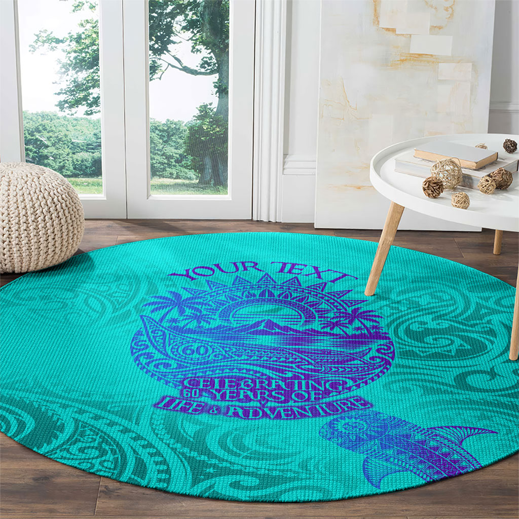 Personalized Polynesian 60th Birthday Island Life Since 1966 Round Carpet Vibrant Tribal Tattoo Ocean Sunset Pattern TS04 - Polynesian Pride