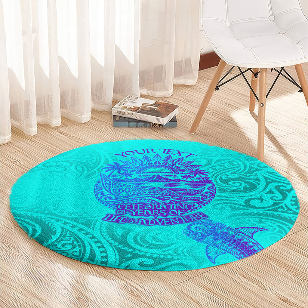 Personalized Polynesian 60th Birthday Island Life Since 1966 Round Carpet Vibrant Tribal Tattoo Ocean Sunset Pattern TS04 - Polynesian Pride