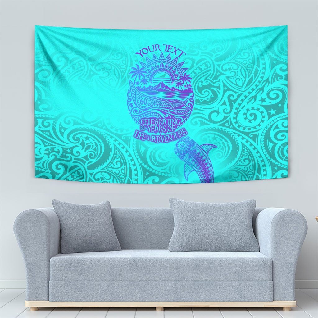 Personalized Polynesian 60th Birthday Island Life Since 1966 Tapestry Vibrant Tribal Tattoo Ocean Sunset Pattern TS04 - Polynesian Pride