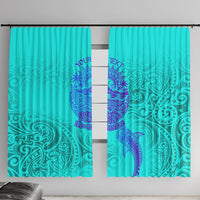 Personalized Polynesian 60th Birthday Island Life Since 1966 Window Curtain Vibrant Tribal Tattoo Ocean Sunset Pattern TS04 With Hooks Blue Purple - Polynesian Pride