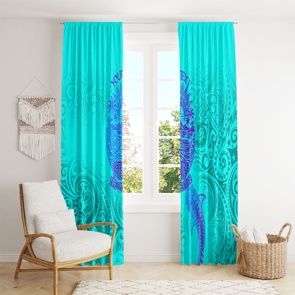 Personalized Polynesian 60th Birthday Island Life Since 1966 Window Curtain Vibrant Tribal Tattoo Ocean Sunset Pattern TS04 - Polynesian Pride