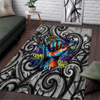 Chur Bro Shaka Sign Area Rug New Zealand Koru Colorful Graffiti Splash