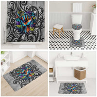 Chur Bro Shaka Sign Bathroom Set New Zealand Koru Colorful Graffiti Splash