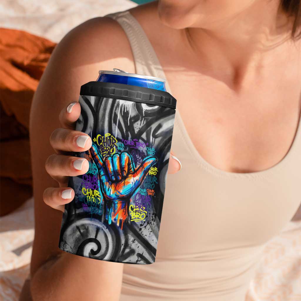 Chur Bro Shaka Sign 4 in 1 Can Cooler Tumbler New Zealand Koru Colorful Graffiti Splash TS04 - Polynesian Pride
