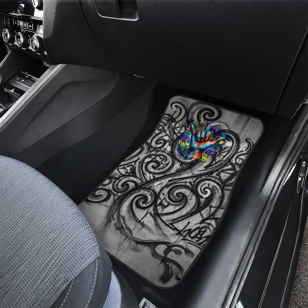 Chur Bro Shaka Sign Car Mats New Zealand Koru Colorful Graffiti Splash