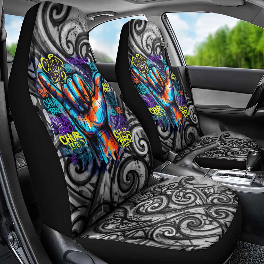 Chur Bro Shaka Sign Car Seat Cover New Zealand Koru Colorful Graffiti Splash TS04 - Polynesian Pride